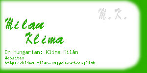 milan klima business card